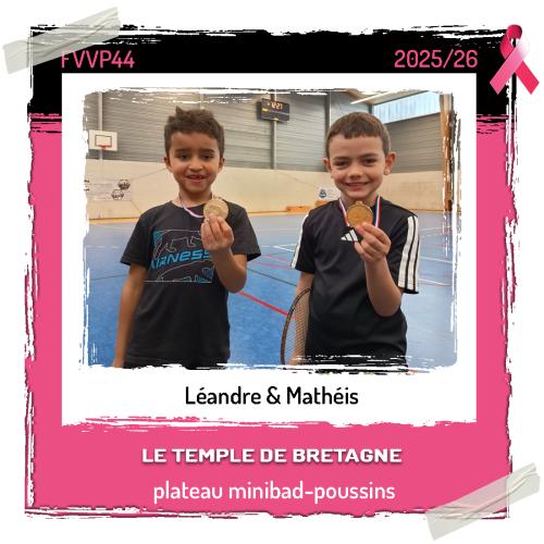 Léandre & Mathéis au 1er Plateau minibad-poussins de l'AVT